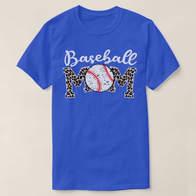 Softball Baseball Mum Leopard  Mothers Day  T-Shirt (Design Front)