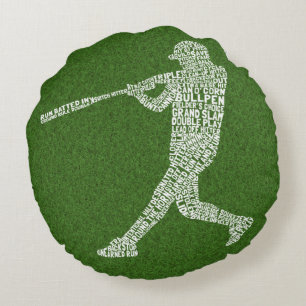 Softball Baseball Player Typographic Throw Pillow