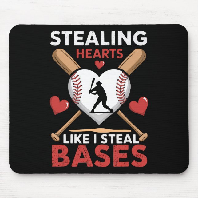 Softball Baseball Stealing Hearts Like I Steal Bas Mouse Mat (Front)
