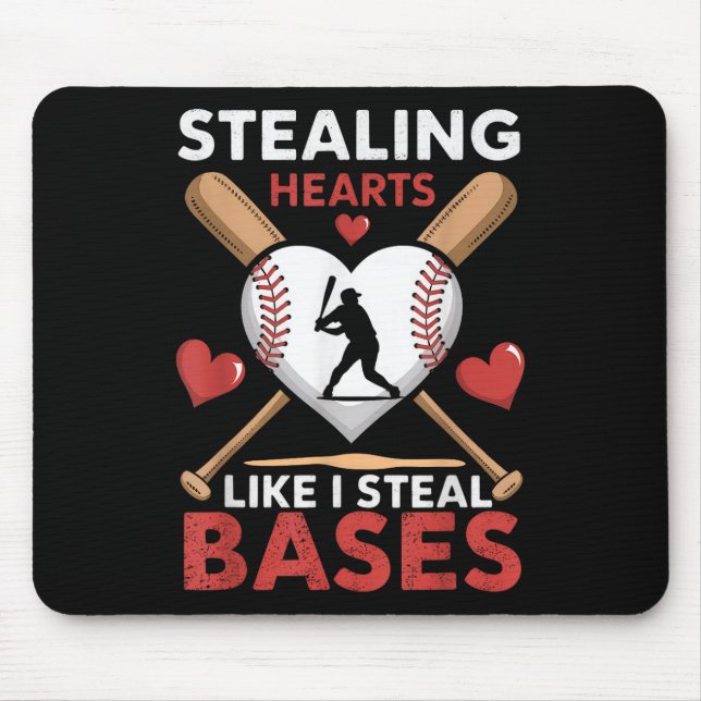 Softball Baseball Stealing Hearts Like I Steal Bas Mouse Mat (Front)