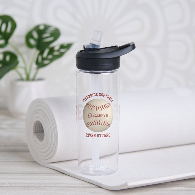 softball baseball team and athlete name water bottle (Yoga)