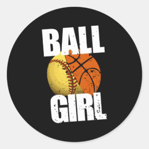Softball Basketball Classic Round Sticker