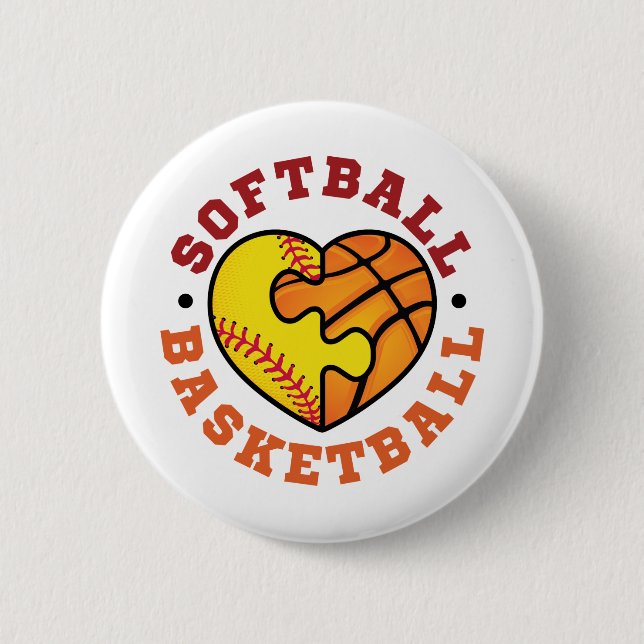 Softball Basketball Heart 6 Cm Round Badge (Front)