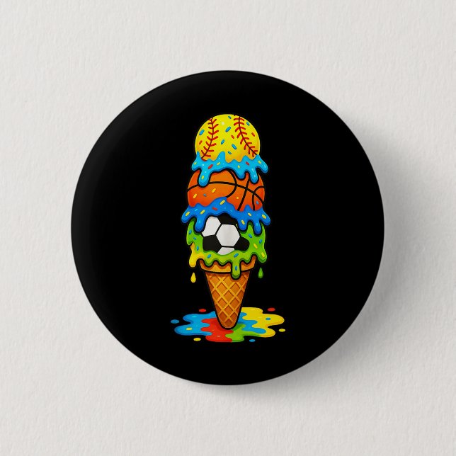 Softball Basketball Soccer Ice Cream Drip Summer G 6 Cm Round Badge (Front)
