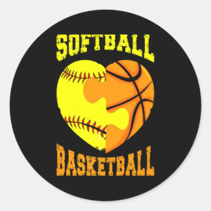 Softball basketball sports heart activity hobby f  classic round sticker