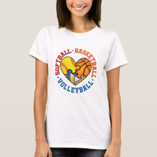Softball Basketball Volleyball Heart Three Sports T-Shirt