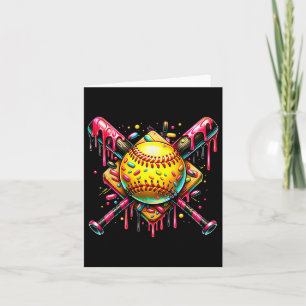 Softball Bat Ice Cream Dripping With Sprinkles Card