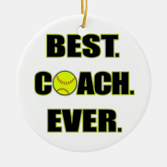 Softball Best Coach Ever Ceramic Tree Decoration (Front)