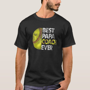 Softball Best Papa Coach Ever Retro Father s Day T-Shirt