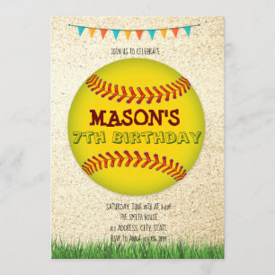 Softball Birthday Invitation