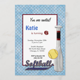Softball Birthday Invitation