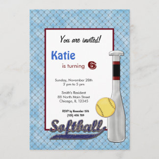 Softball Birthday Invitation