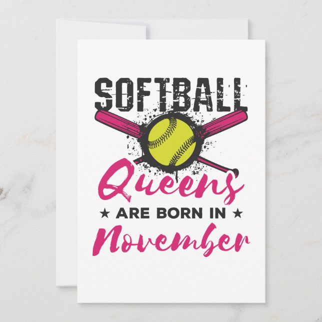 Softball Birthday November Women Ladies Girls Holiday Card (Front)