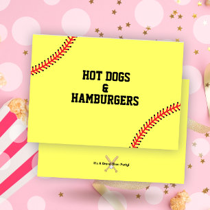 Softball Birthday Party Buffet Food Table Card