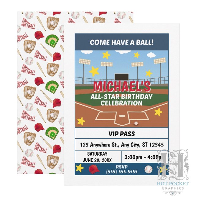 Softball Birthday Party Invitation (Creator Uploaded)
