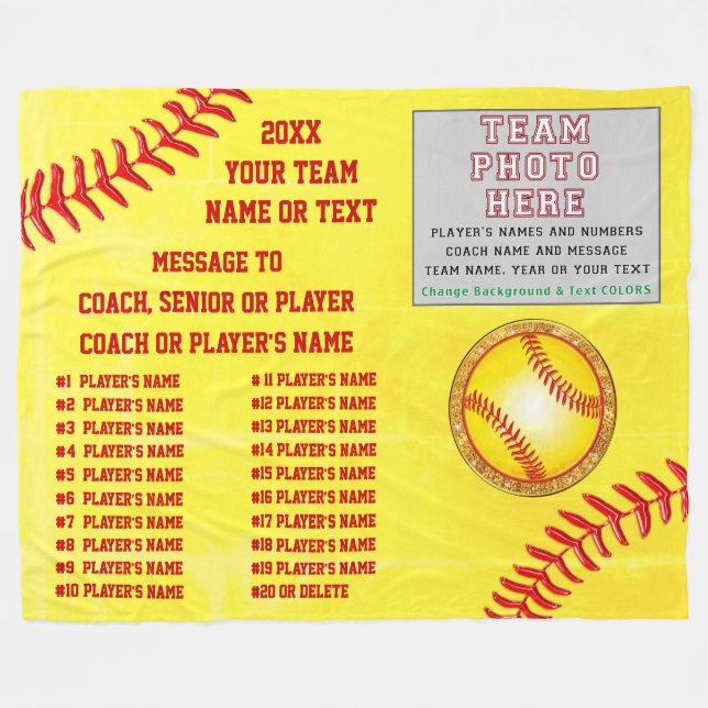 Softball Blankets Personalised, Coach, Seniors (Front (Horizontal))