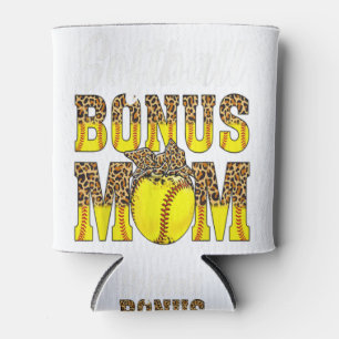 Softball Bonus Mum Game Day Women Leopard Mothers Can Cooler