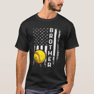 Softball Brother American Flag Vintage Christmas X T-Shirt