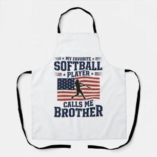 Softball Brother Patriotic Vintage Engraving Shirt Apron