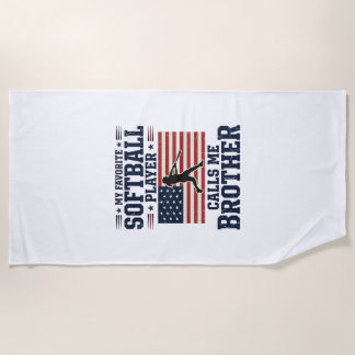 Softball Brother Patriotic Vintage Engraving Shirt Beach Towel
