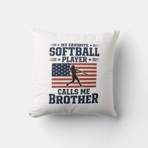 Softball Brother Patriotic Vintage Engraving Shirt Cushion