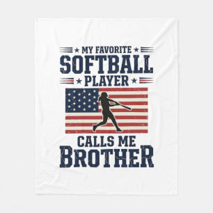 Softball Brother Patriotic Vintage Engraving Shirt Fleece Blanket