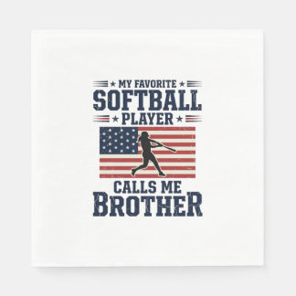 Softball Brother Patriotic Vintage Engraving Shirt Napkin