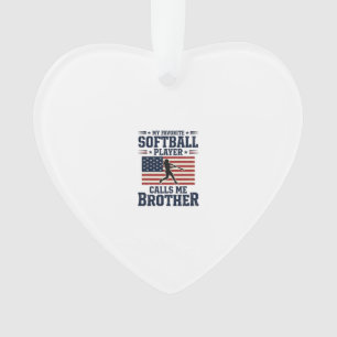 Softball Brother Patriotic Vintage Engraving Shirt Ornament