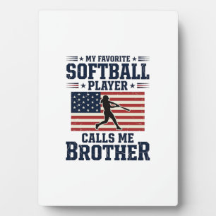 Softball Brother Patriotic Vintage Engraving Shirt Plaque