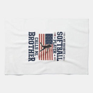 Softball Brother Patriotic Vintage Engraving Shirt Tea Towel