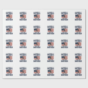 Softball Brother Patriotic Vintage Engraving Shirt Wrapping Paper