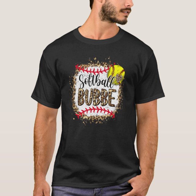 Softball Bubbe Leopard Bleached Mother's Day Game  T-Shirt (Front)