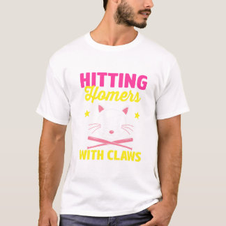 Softball Cat Lover Pitcher Softball Catcher Bat Ba T-Shirt