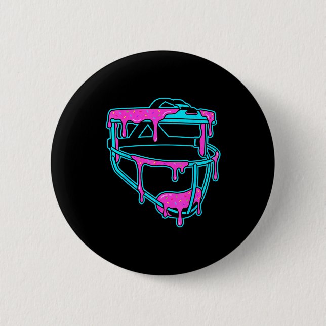 Softball Catcher Drip Ice Cream Mask Sprinkles Gam 6 Cm Round Badge (Front)