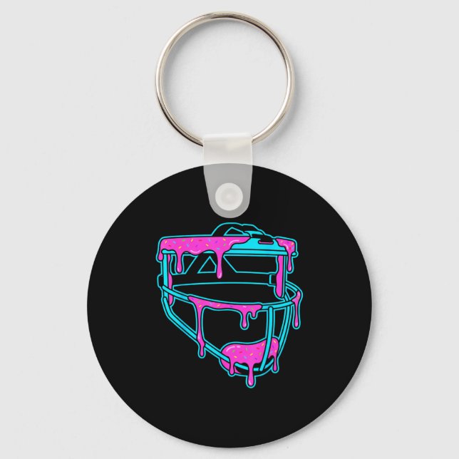 Softball Catcher Drip Ice Cream Mask Sprinkles Gam Key Ring (Front)