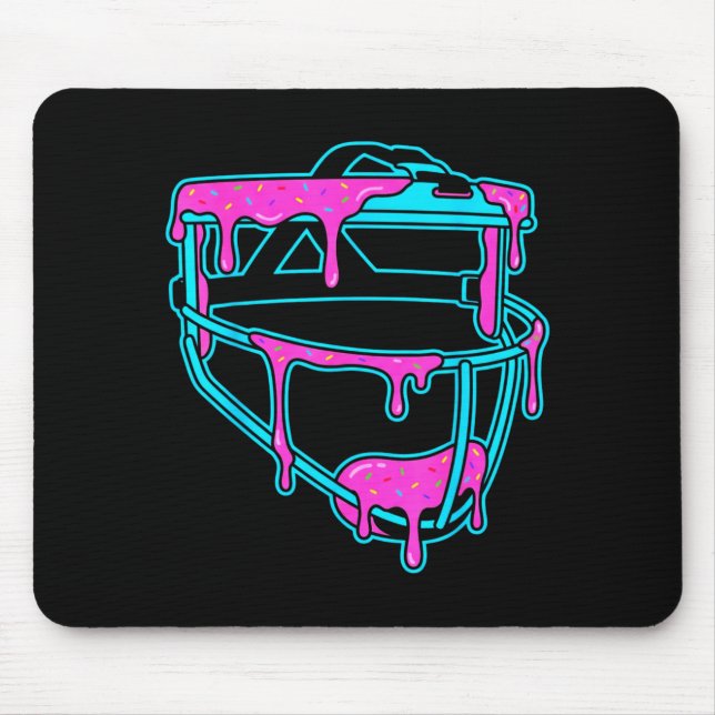 Softball Catcher Drip Ice Cream Mask Sprinkles Gam Mouse Mat (Front)