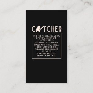 Softball Catcher Girl Funny Baseball Player Humour Business Card