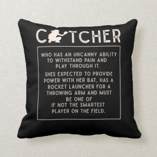 Softball Catcher Girl Funny Baseball Player Humour Cushion