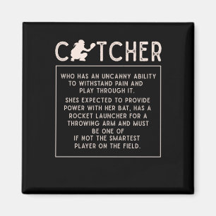 Softball Catcher Girl Funny Baseball Player Humour Magnet