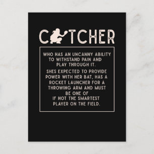 Softball Catcher Girl Funny Baseball Player Humour Postcard