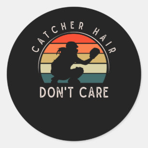 Softball Catcher Girl Kids Baseball Player Classic Round Sticker