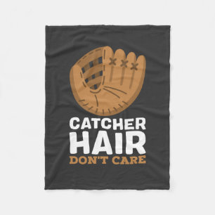 Softball - Catcher Hair Don't Care Fleece Blanket