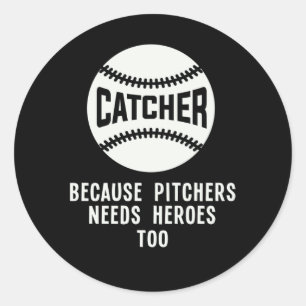 Softball Catcher Kids Funny Baseball Player Joke Classic Round Sticker