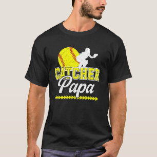 Softball Catcher Papa Proud Papa of A Softball Cat T-Shirt
