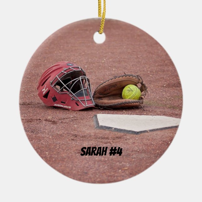 Softball Catchers Mask Christmas Ornament (Front)