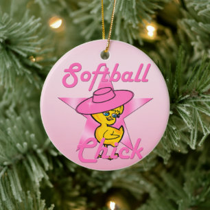 Softball Chick #8 Ceramic Tree Decoration