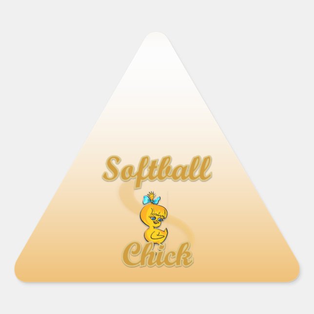 Softball  Chick Triangle Sticker (Front)