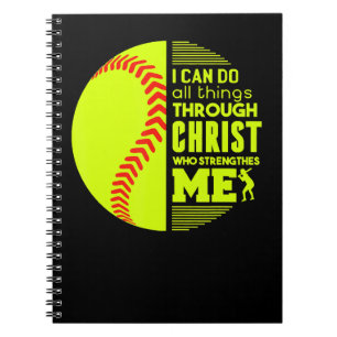Softball Christian Softball I Can Do All Things Ph Notebook