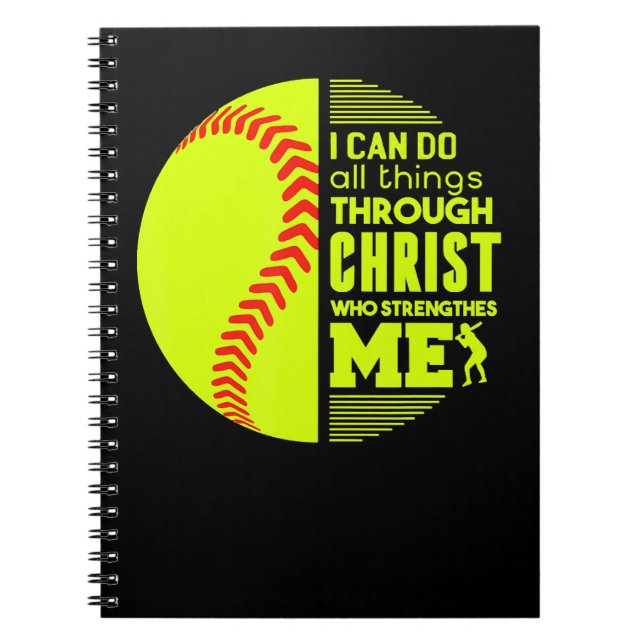 Softball Christian Softball I Can Do All Things Ph Notebook (Front)
