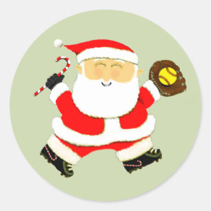 Softball Christmas Classic Round Sticker